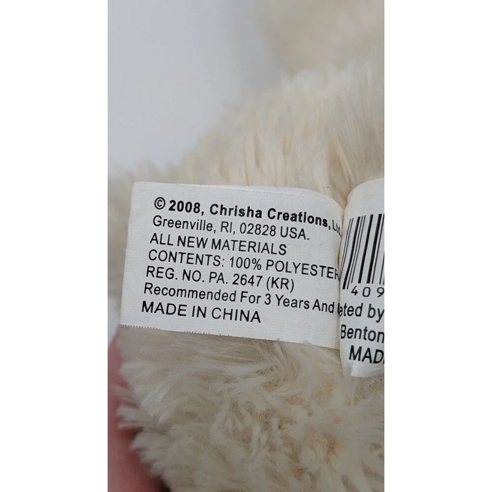 Walmart Chrisha playful plush white bear pink heart LOVE EUC 2008